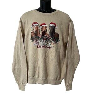 Horse Christmas Sweatshirt Women's M Holiday  Equestrian Western Ugly Sweater